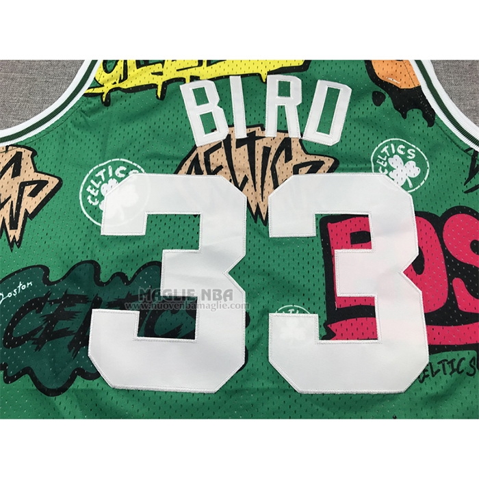 Maglia
 Larry Bird NO 33 Boston Celtics Mitchell & Ness Slap Sticker 1985-86 Verde
